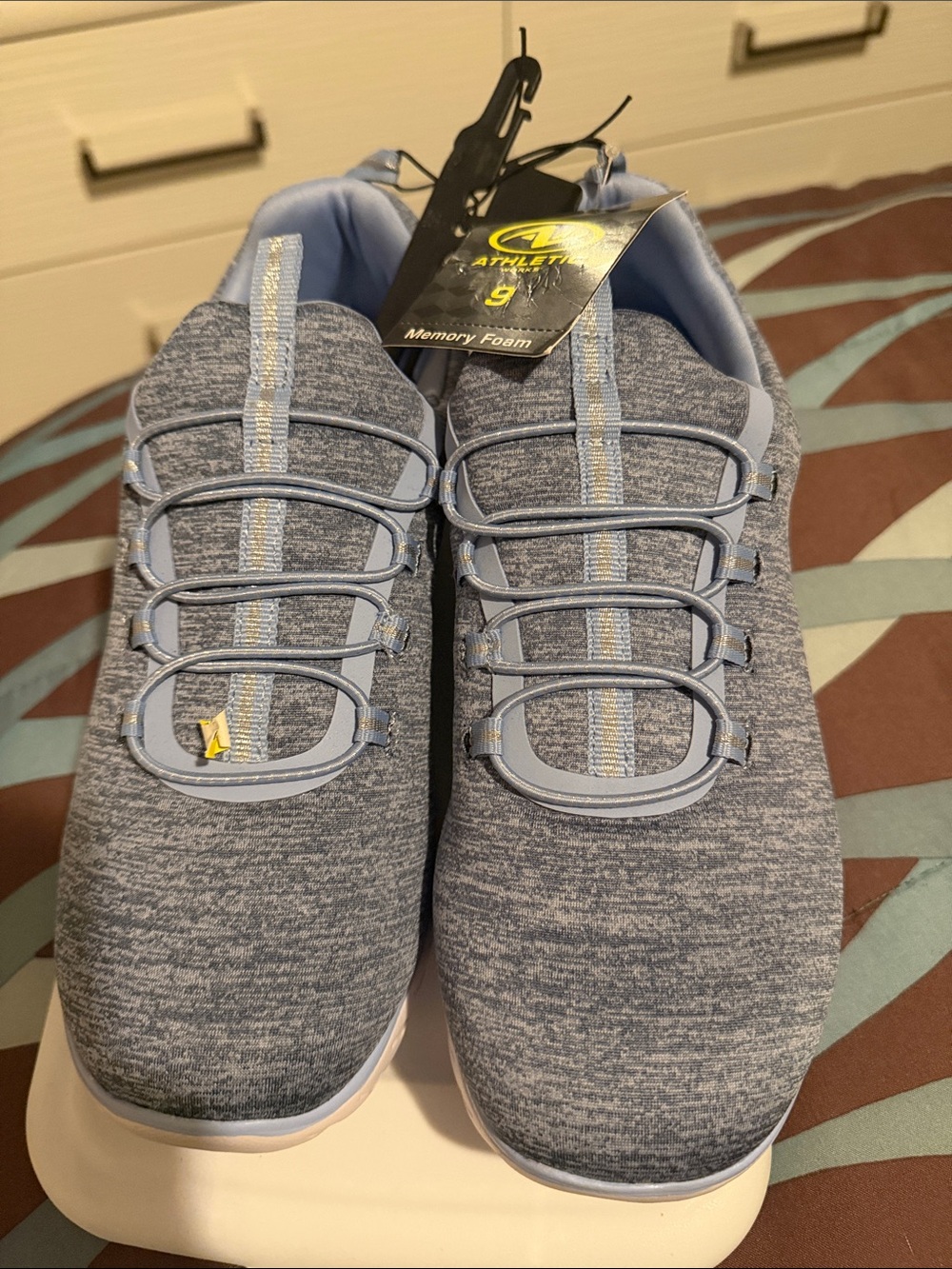 Athletic Works Men's Light Blue Knit Slip-On Sneakers